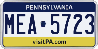 PA license plate MEA5723