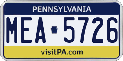 PA license plate MEA5726