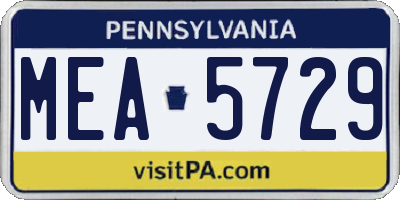 PA license plate MEA5729