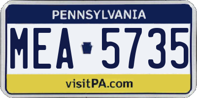 PA license plate MEA5735