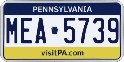 PA license plate MEA5739