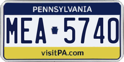 PA license plate MEA5740