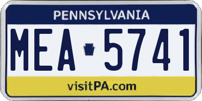 PA license plate MEA5741