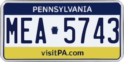 PA license plate MEA5743