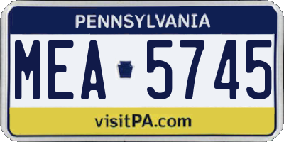 PA license plate MEA5745