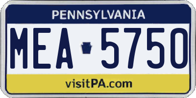 PA license plate MEA5750