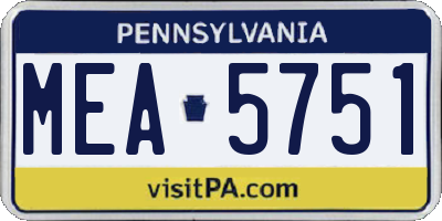 PA license plate MEA5751