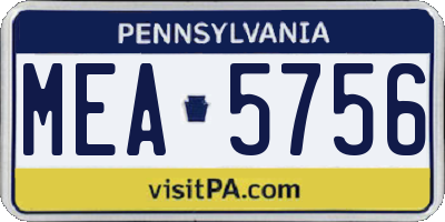 PA license plate MEA5756