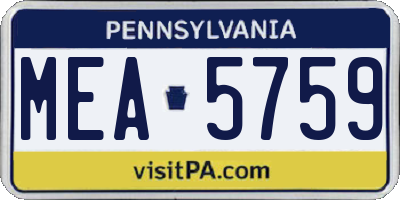 PA license plate MEA5759