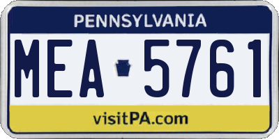 PA license plate MEA5761