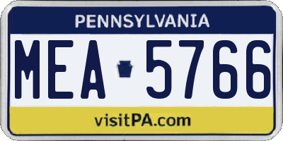 PA license plate MEA5766