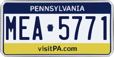 PA license plate MEA5771