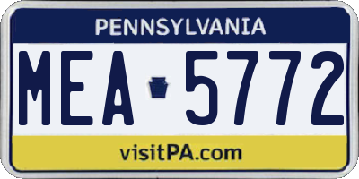 PA license plate MEA5772