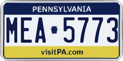 PA license plate MEA5773