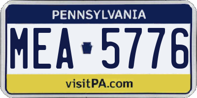 PA license plate MEA5776