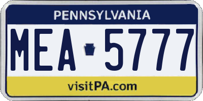PA license plate MEA5777