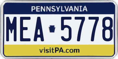 PA license plate MEA5778