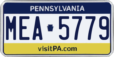 PA license plate MEA5779
