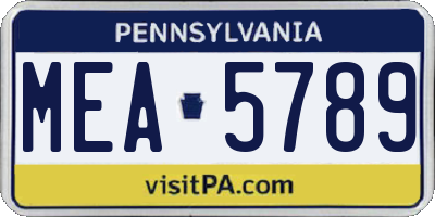 PA license plate MEA5789
