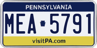 PA license plate MEA5791