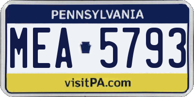 PA license plate MEA5793