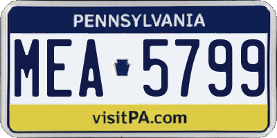 PA license plate MEA5799