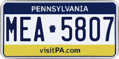 PA license plate MEA5807