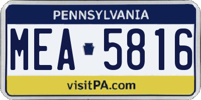 PA license plate MEA5816