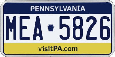 PA license plate MEA5826