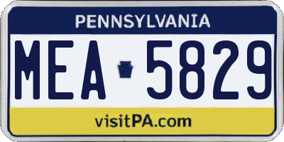 PA license plate MEA5829