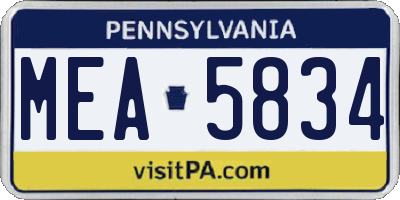 PA license plate MEA5834
