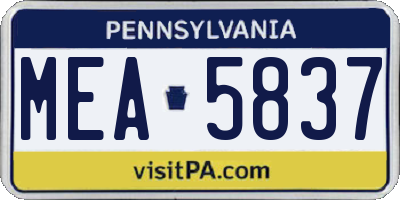 PA license plate MEA5837