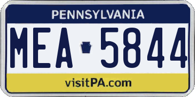 PA license plate MEA5844
