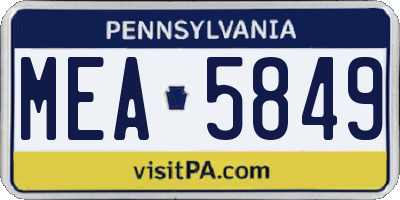 PA license plate MEA5849
