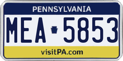 PA license plate MEA5853