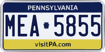PA license plate MEA5855