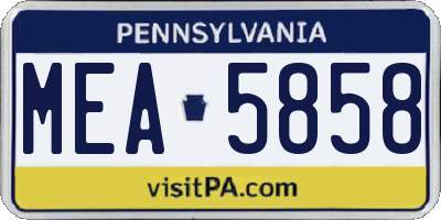 PA license plate MEA5858