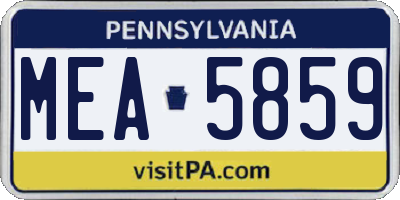 PA license plate MEA5859