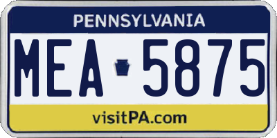 PA license plate MEA5875