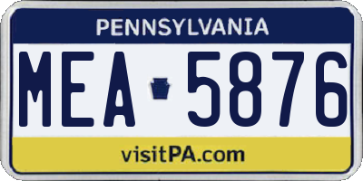 PA license plate MEA5876