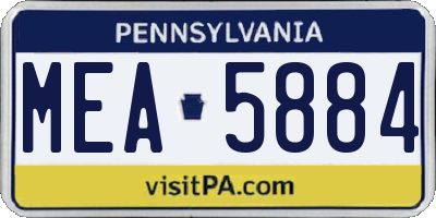 PA license plate MEA5884
