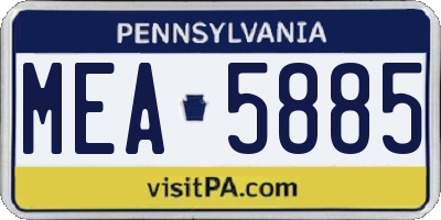 PA license plate MEA5885