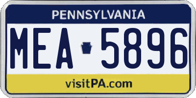 PA license plate MEA5896