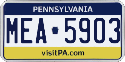 PA license plate MEA5903