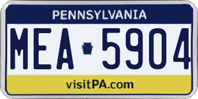 PA license plate MEA5904