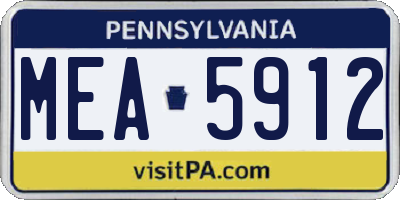 PA license plate MEA5912