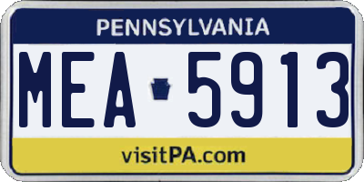 PA license plate MEA5913