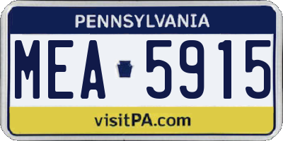 PA license plate MEA5915
