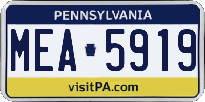 PA license plate MEA5919