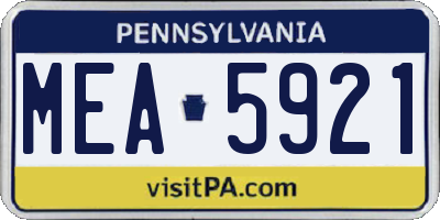 PA license plate MEA5921